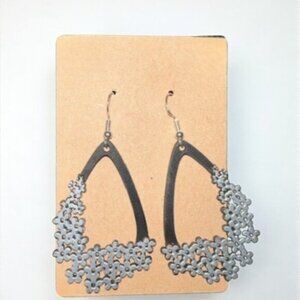 Elegant Black and Silver Floral Earrings